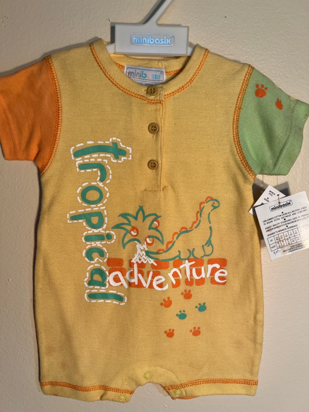 Minibasix Tropical Adventure Short Sleeve One-Piece in Yellow